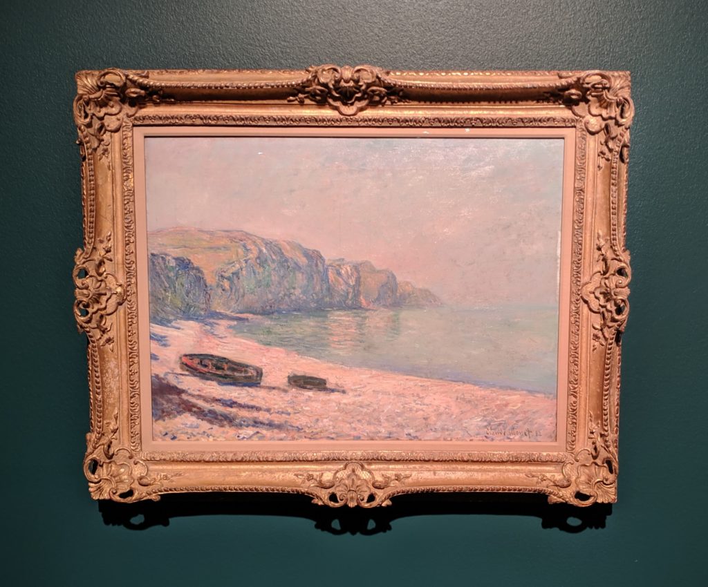 Monet, "Boats on the Beach at Pourville, Low Tide" (1882)