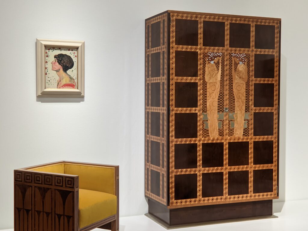 Inlaid Armoire & Chair (above) by Koloman Moserin Leopold Museum