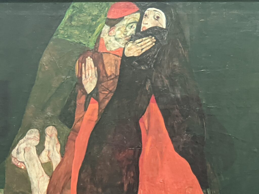 Cardinal and Nun (Caress), 1912 (above) by Egon Schiele in Leopold Museum