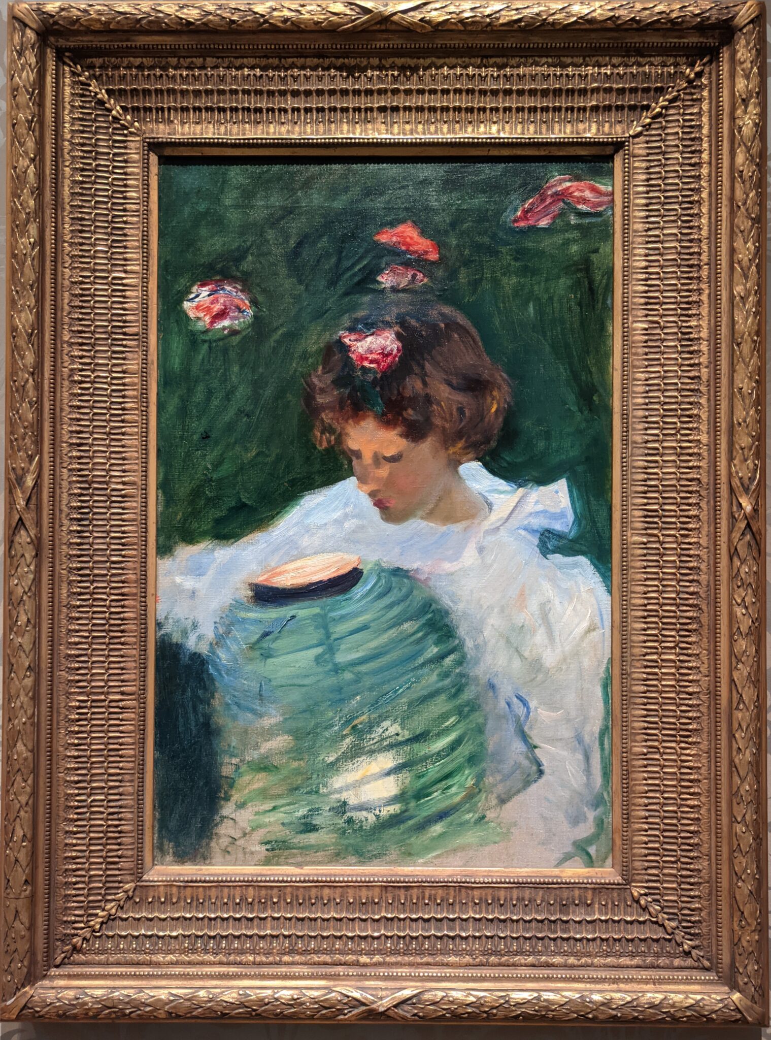 Painting of a girl looking at the lantern, MFA Boston